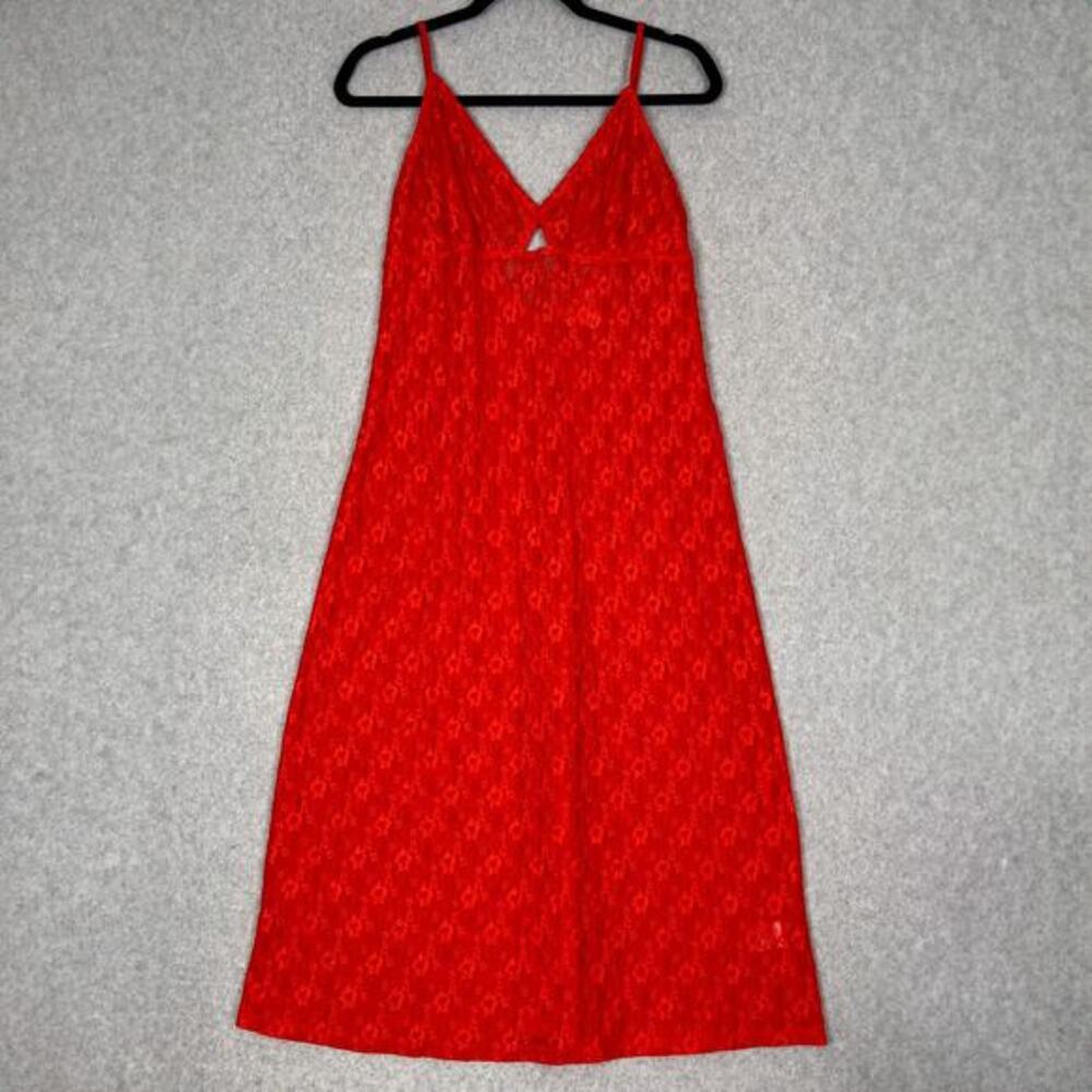 Open Edit Red‎ Cut Out Lace Sheer Slip Nitghtgown Dress Size Medium